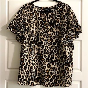 Lane Bryant Cheetah Print Top with Ruffle Sleeves